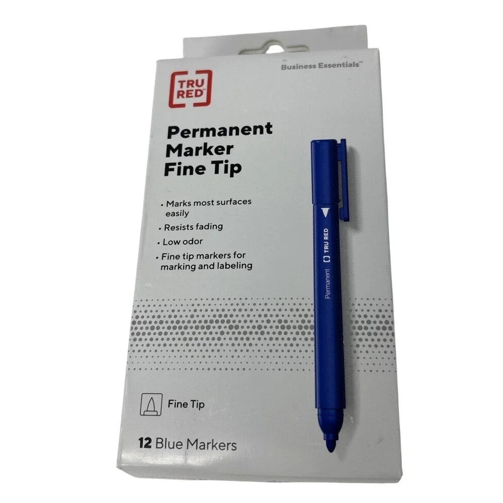 TRU RED Permanent Markers Fine Tip Blue 36 Count 3 Packs of 12 TR54536 Business